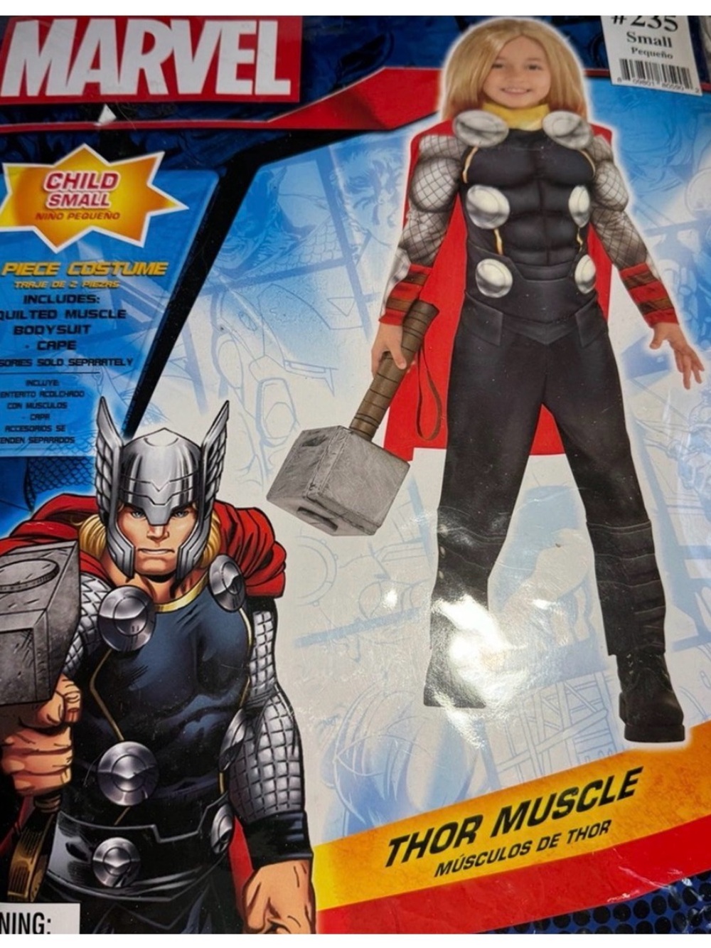 Marvel Thor Kids Muscle Costume - Red, Black & Silver
